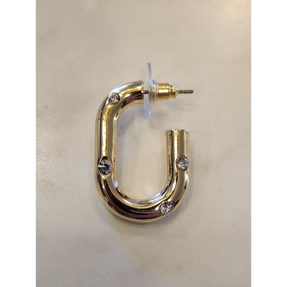 Gold-Tone Hoop Earrings With Rhinestone Accents By Crown & Ivy - Picture 4 of 5